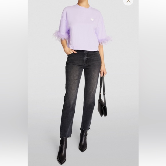 MAJE Plume Feather Trim Tee. Size 40 French/8US. NWT - Picture 3 of 11